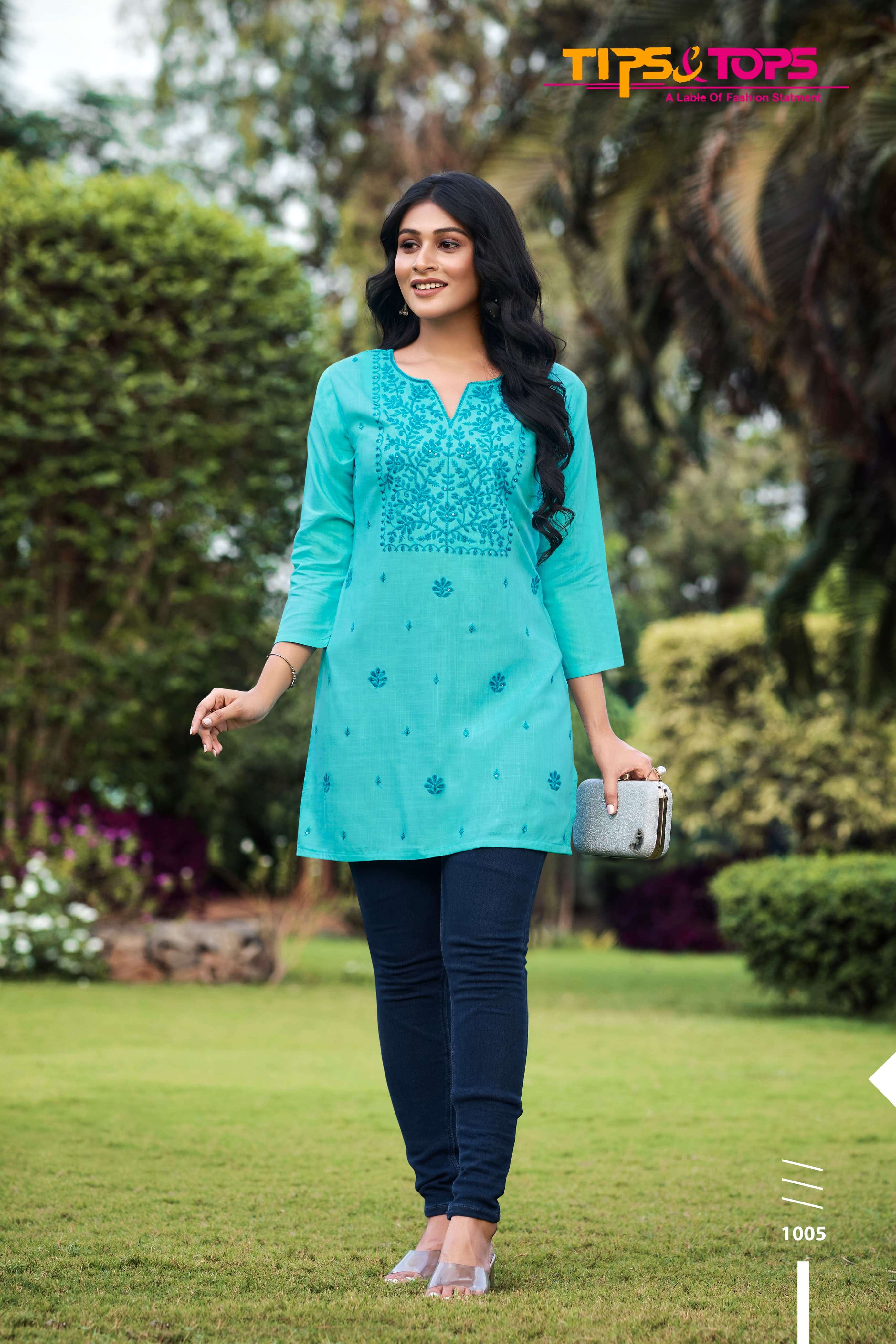 COLORS VOL 3 HEAVY REYON SLUB 16KG EMBROIDERY WORK SHORT TOP BY TIPS AND TOPS BRAND 3005